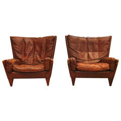 Pair of Illum Wikkelsø Easy Chairs, Denmark, 1960