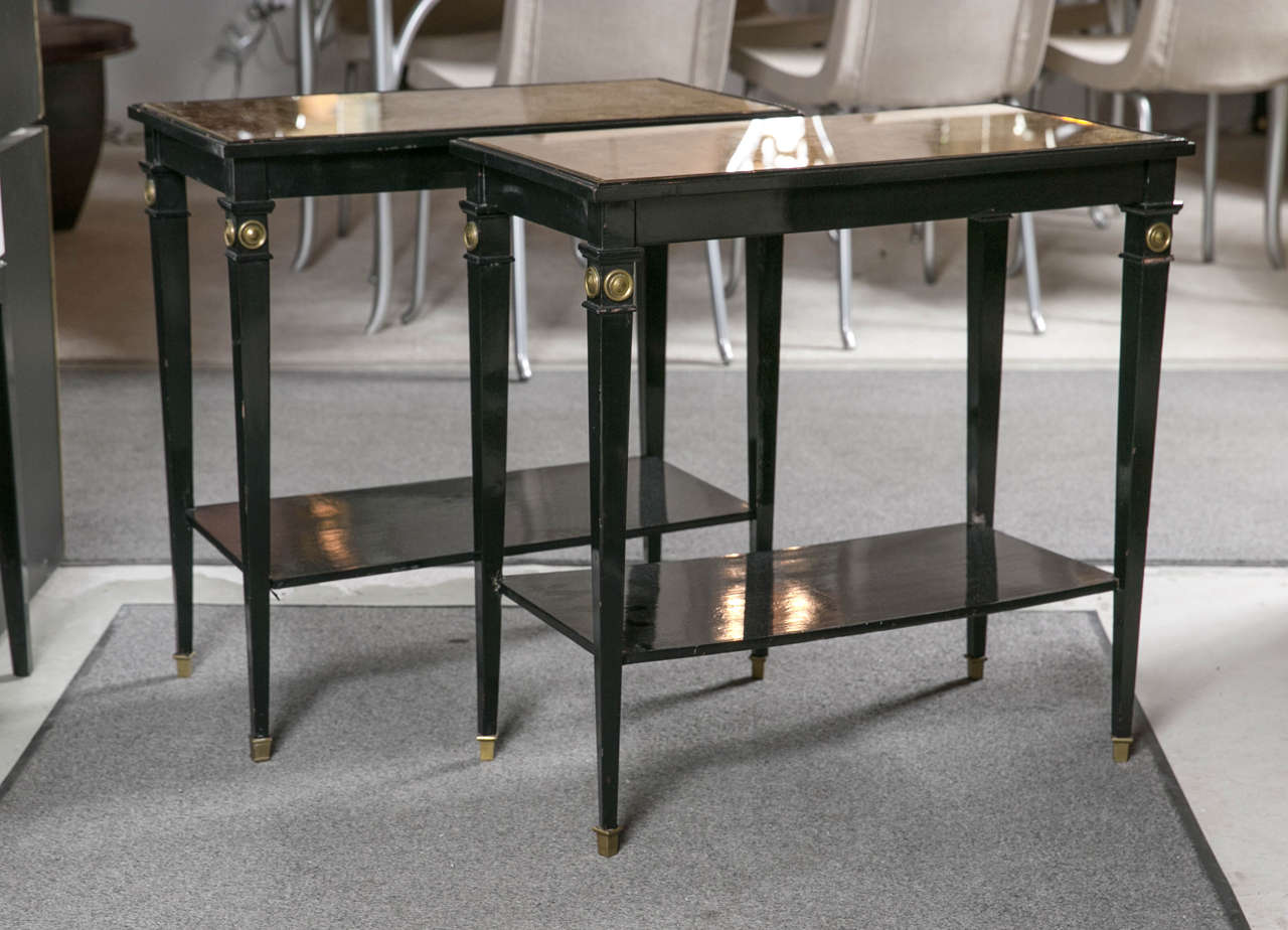 Pair of Gilt Glass Top Side Tables by Maison Jansen