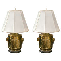 Pair of Brass Chinese Fashion Ginger Jar Table Lamps