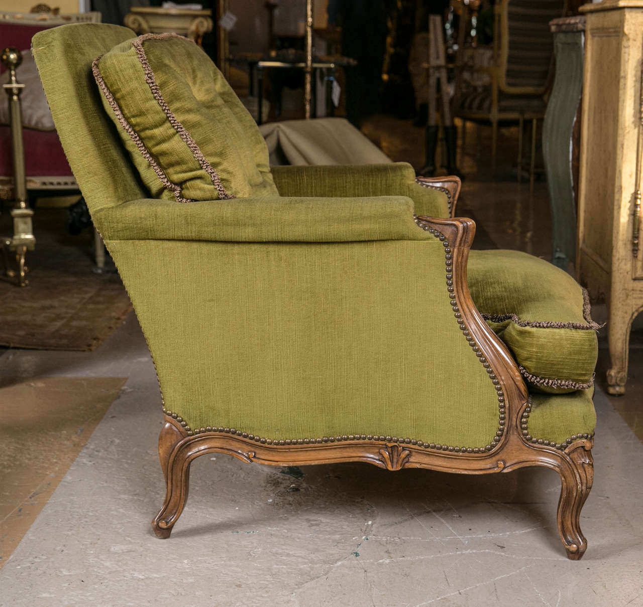 French Pair of Louis XV Style Bergère Lounge Chairs by Maison Jansen