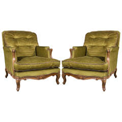 Pair of Louis XV Style Bergère Lounge Chairs by Maison Jansen