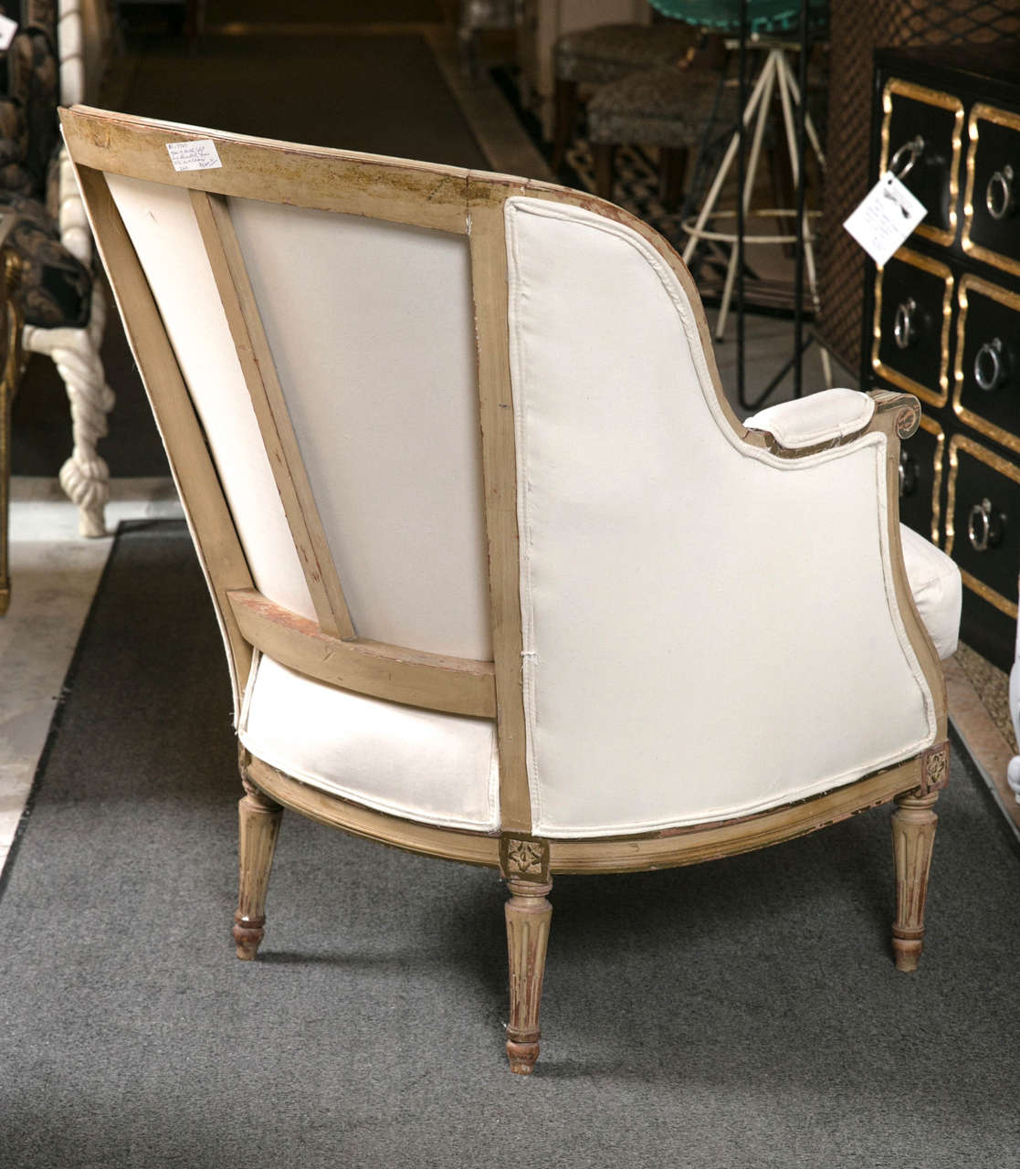 French Pair of Maison Jansen Bergère Chairs in Louis XVI Style