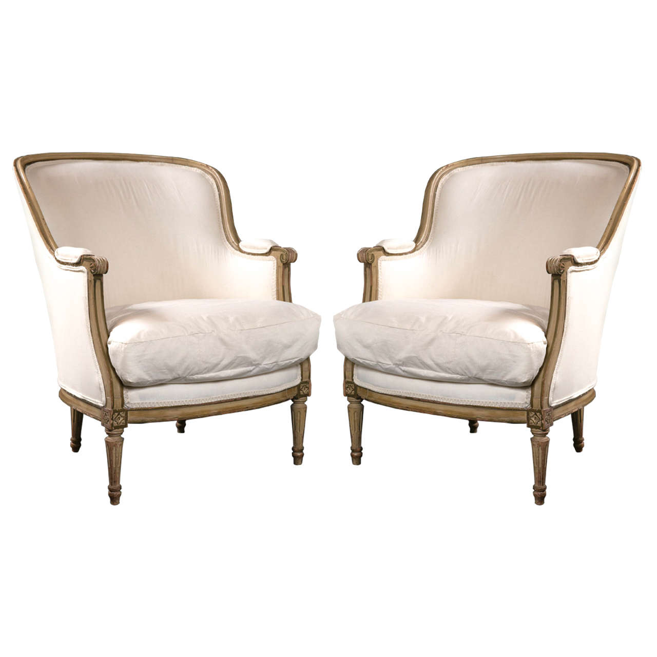Pair of Maison Jansen Bergère Chairs in Louis XVI Style