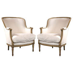 Pair of Maison Jansen Bergère Chairs in Louis XVI Style