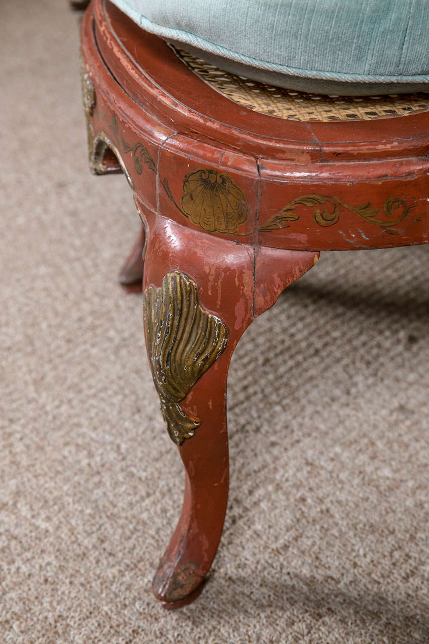 Early 19th Century Red Painted Chinoiserie Continental Bench 2