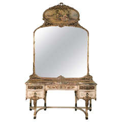 Vintage Continental Decorated Vanity with Trumeau Mirror