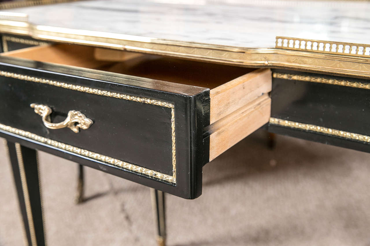 Mid-20th Century Bronze-Mounted Marble-Top Galleried Stand or Desk by Jansen