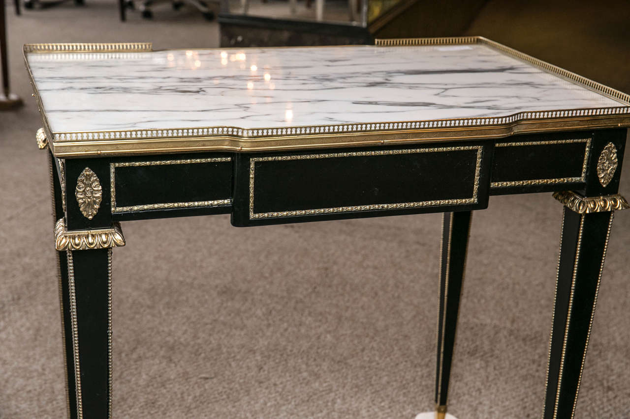 Bronze-Mounted Marble-Top Galleried Stand or Desk by Jansen 3