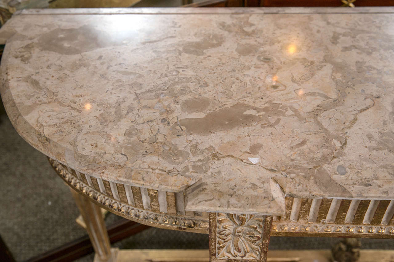 Hollywood Regency Louis XVI Style Marble-Top Console in the Manner of Maison Jansen