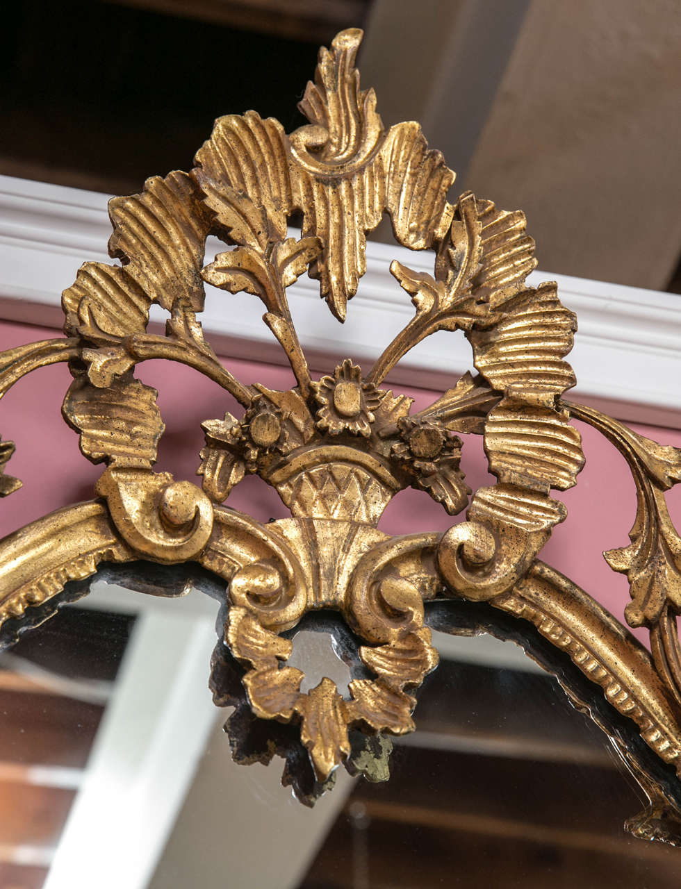 Unknown Gilt Gold Shell and Vine Floral Carved Mirror