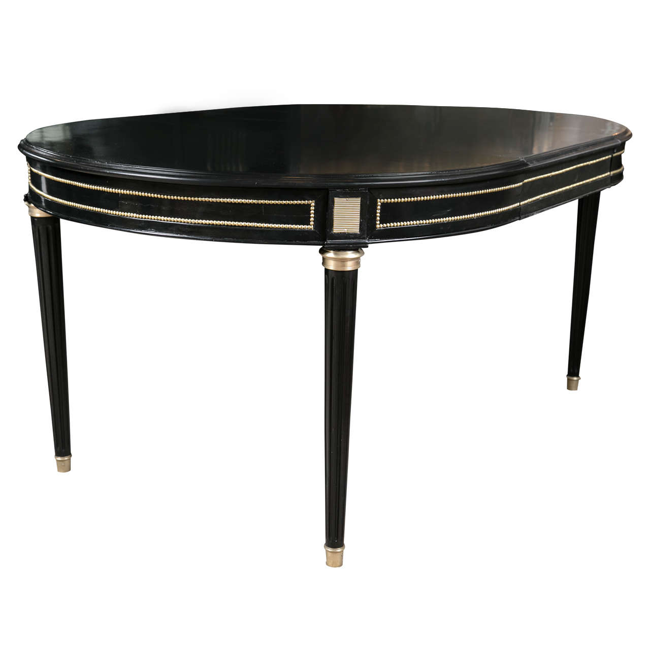 Ebonized Three-Leaf Louis XVI Style Dining Table Attributed to Jansen