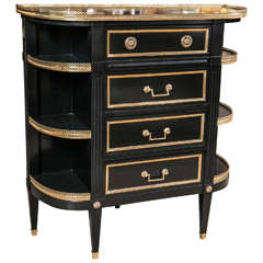 Ebonized Demilune Serving Console Serving Table, Attributed to Jansen