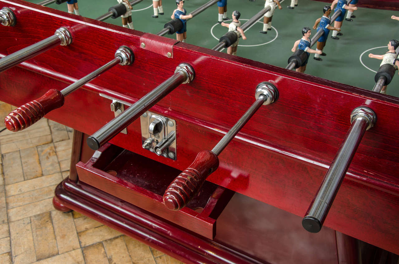 Foosball Table with Original Cherry Red Lacquer, Spanish circa 1970 2