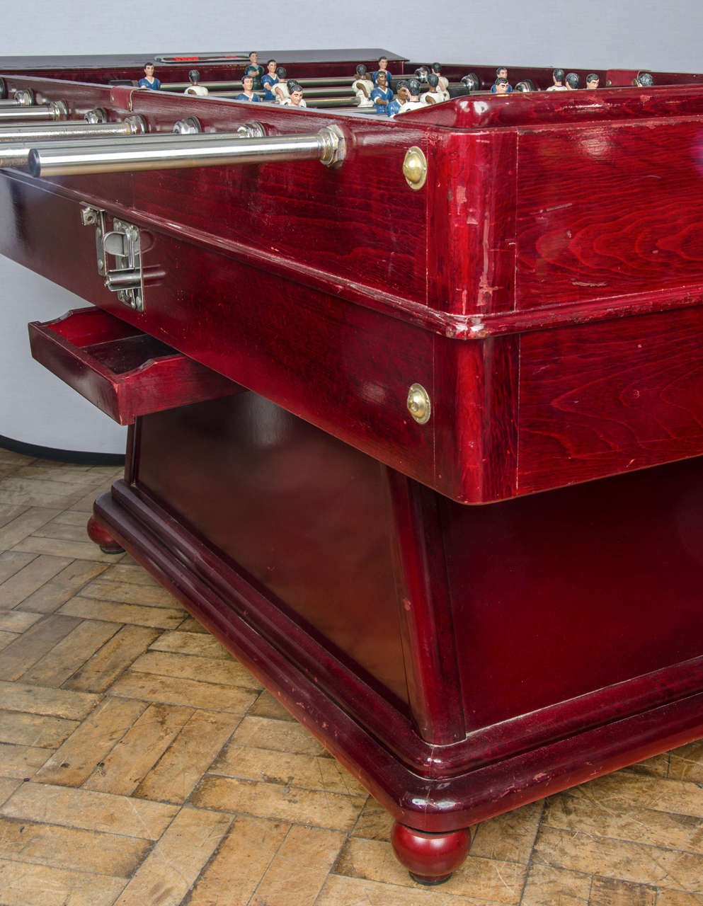 Foosball Table with Original Cherry Red Lacquer, Spanish circa 1970 3