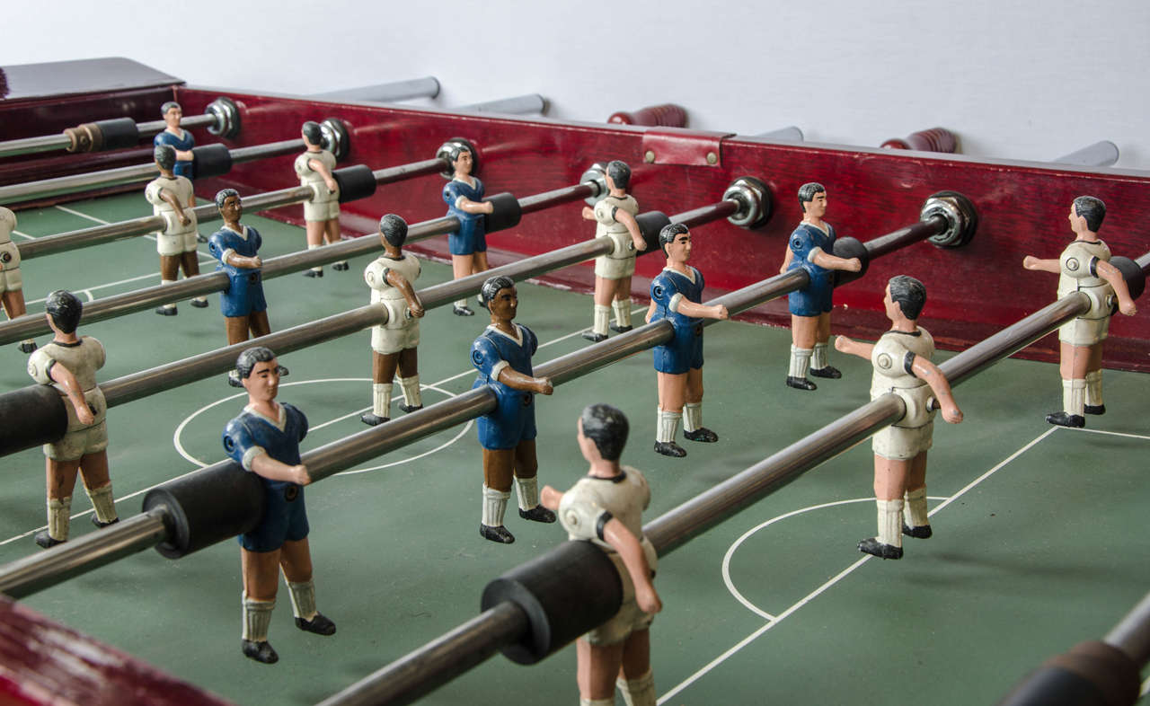 Foosball Table with Original Cherry Red Lacquer, Spanish circa 1970 at