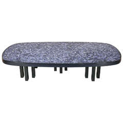 Large Oval Lapis Lazuli Coffee Table by F. Dresse et fils, 1970s.