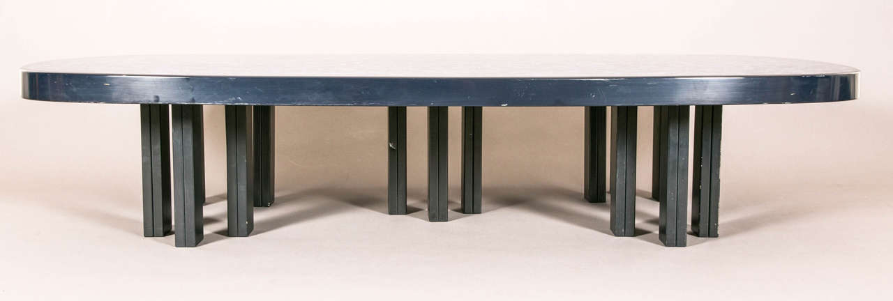 Late 20th Century Large Oval Lapis Lazuli Coffee Table by F. Dresse et fils, 1970s.