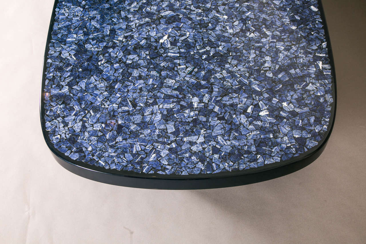 Large Oval Lapis Lazuli Coffee Table by F. Dresse et fils, 1970s. 1