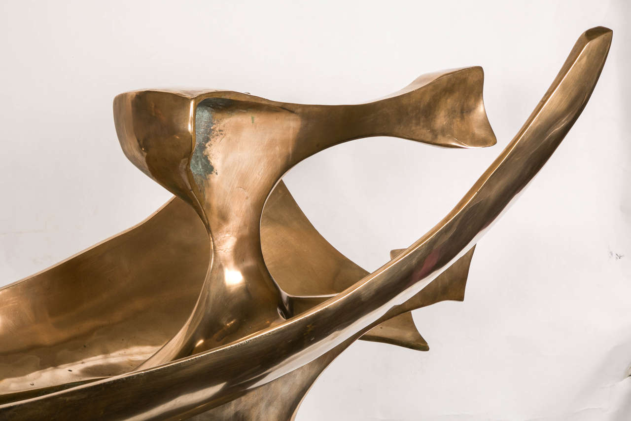 Patinated Polished Bronze Sculpture by Fred Brouard, 1980