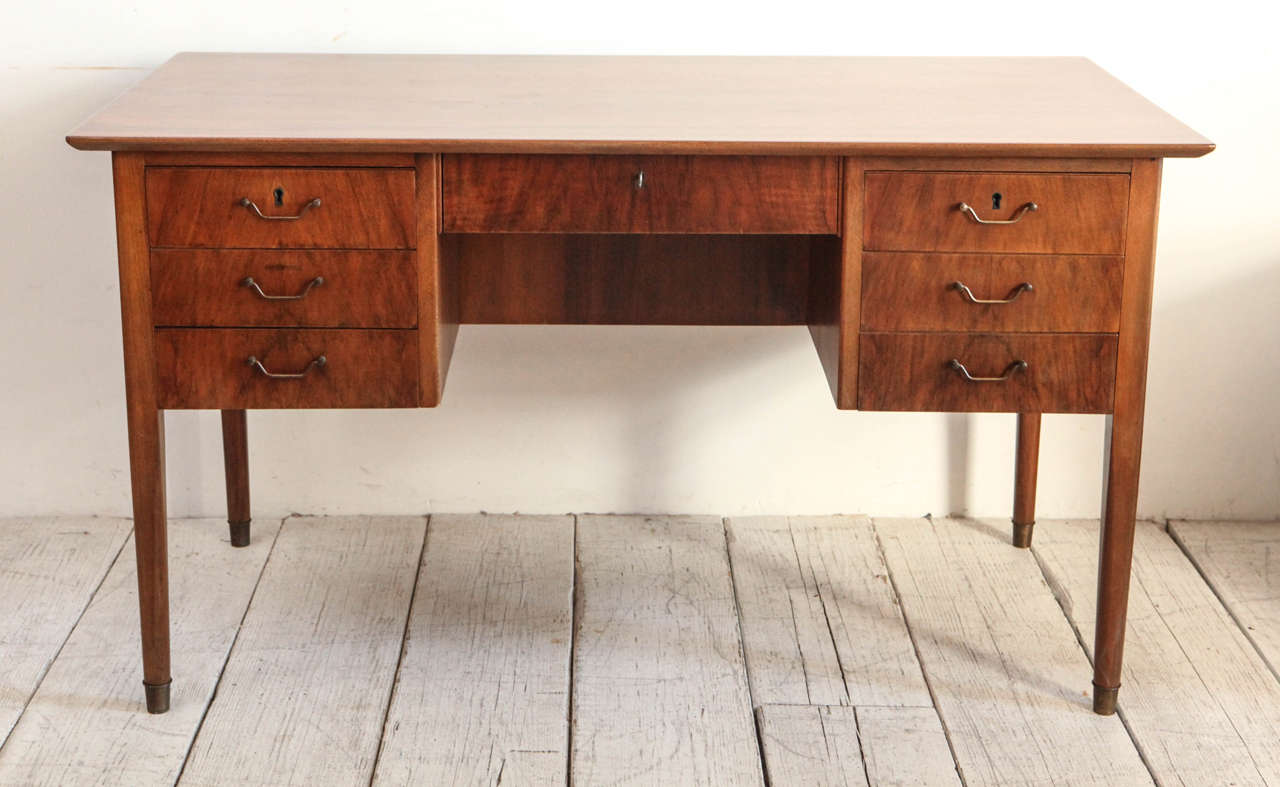 Mid-Century Walnut Desk with Open Back