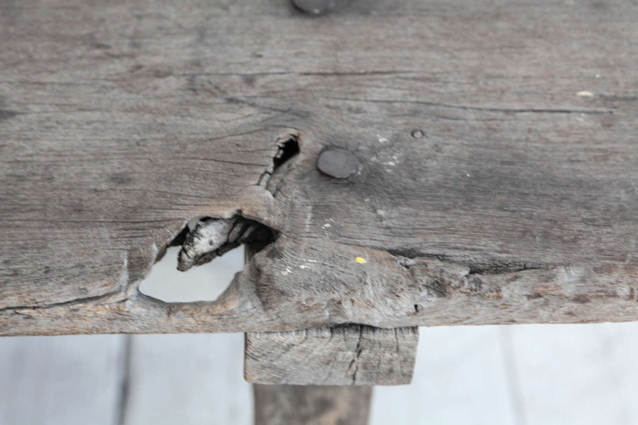 Rustic Grey Wash Bar Table In Distressed Condition In Los Angeles, CA