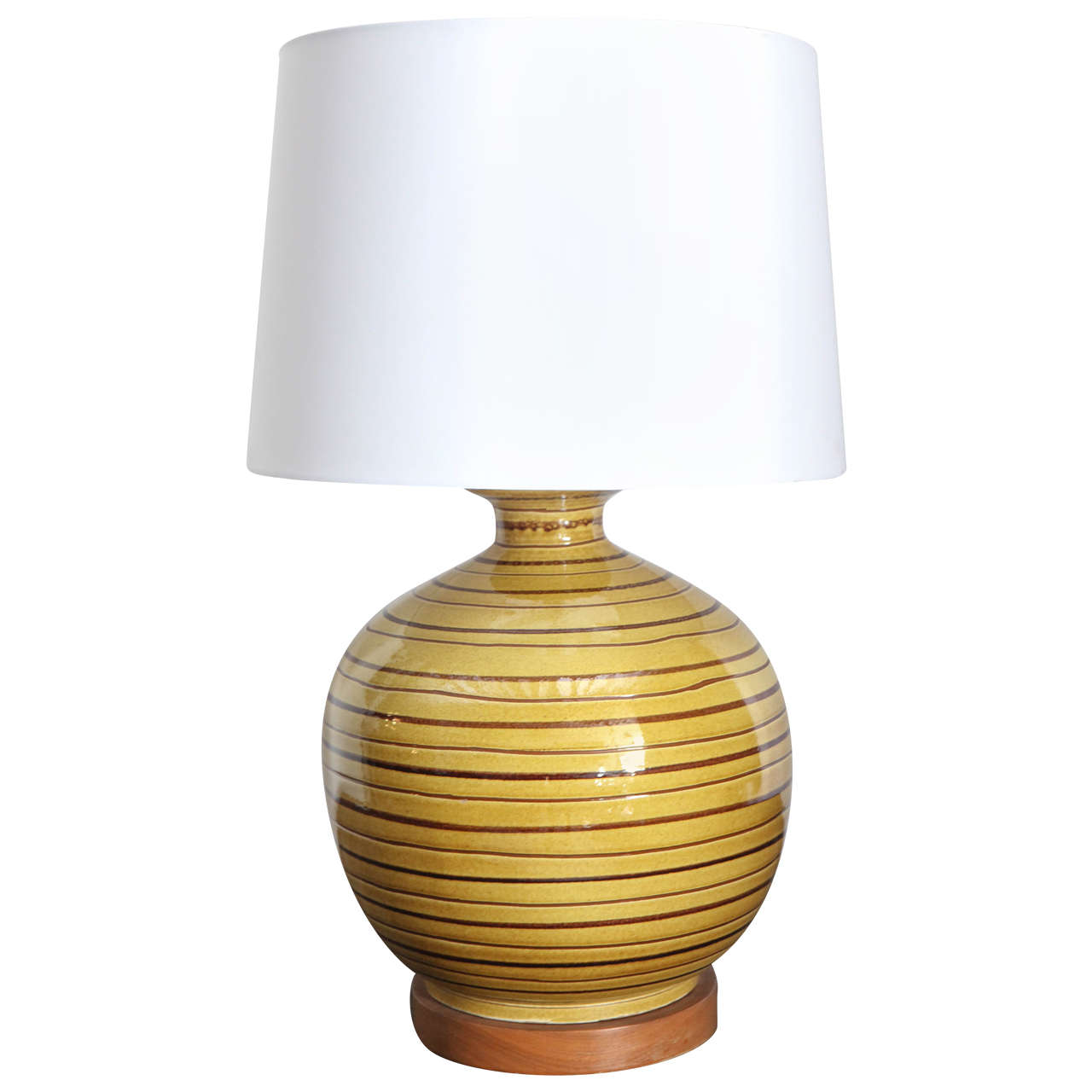 Mid-Century Ceramic Yellow and Brown Table Lamp