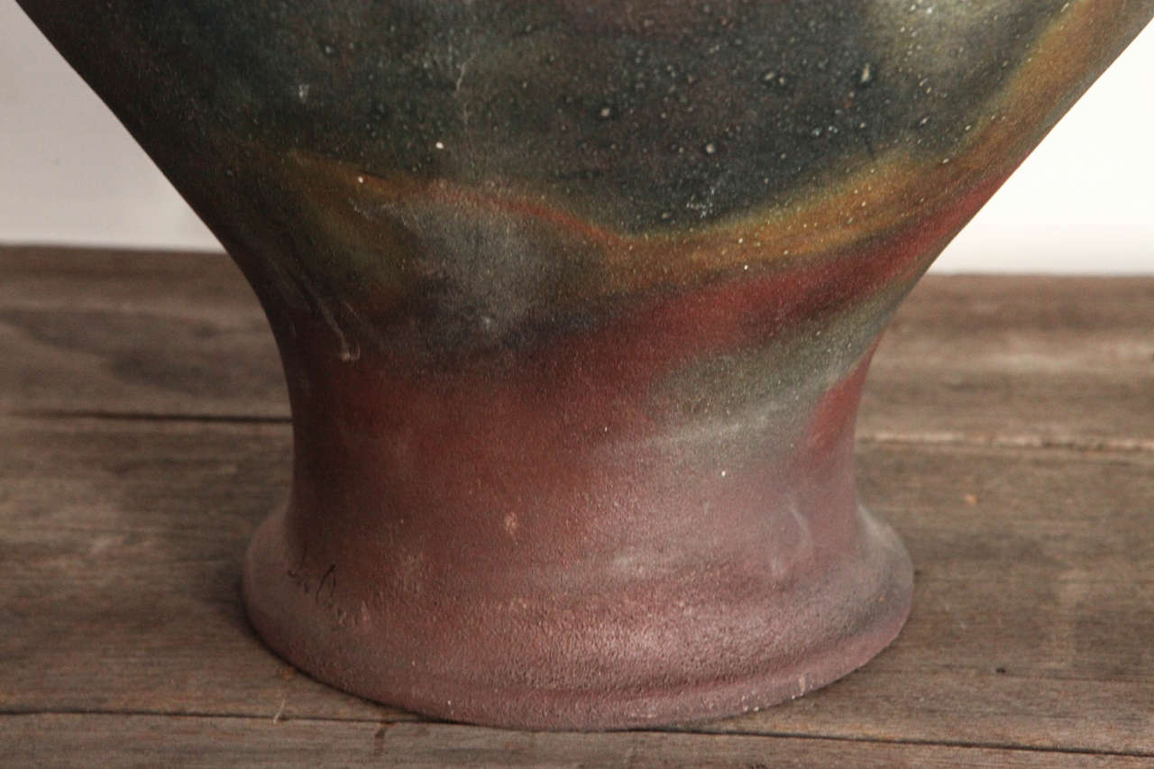 Rustic Ceramic Oversize Urn Table Lamp In Good Condition In Los Angeles, CA