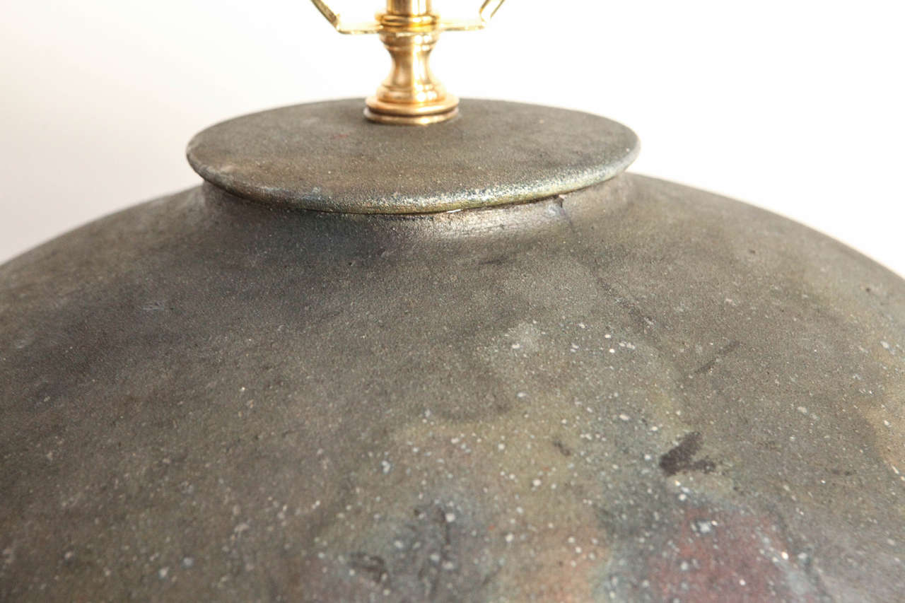 20th Century Rustic Ceramic Oversize Urn Table Lamp