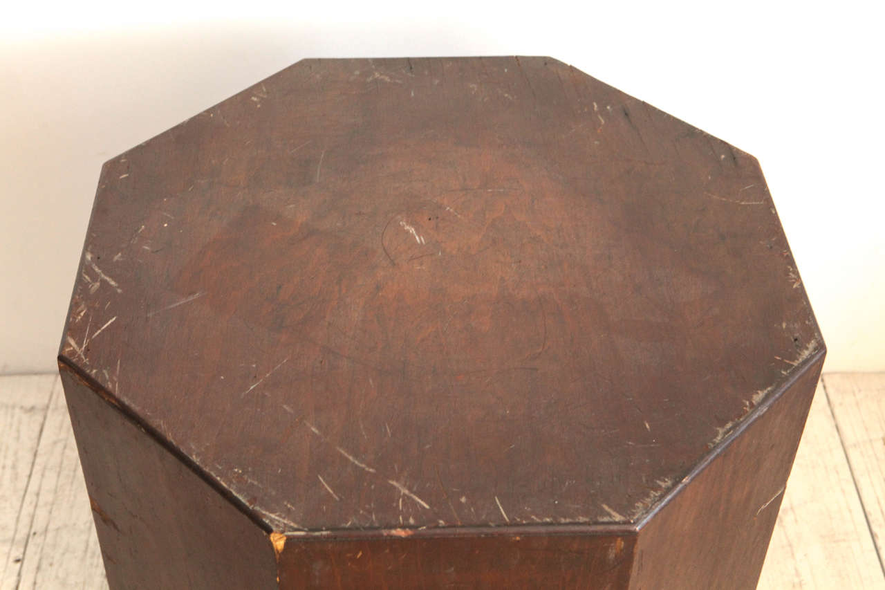 Rustic Wood Octagonal Prism Side Tables In Good Condition In Los Angeles, CA