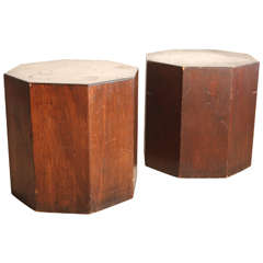 Rustic Wood Octagonal Prism Side Tables