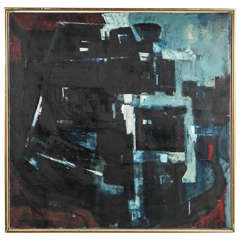 Abstract Black, Blue, and Red Painting