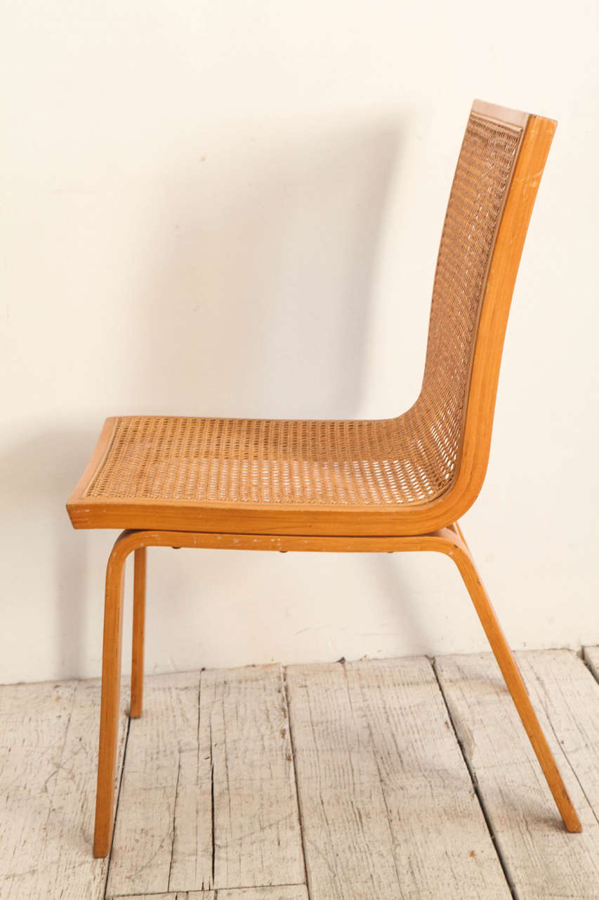 Mid-20th Century Set of Four Cane and Bentwood Dining Chairs by Alvar Aalto