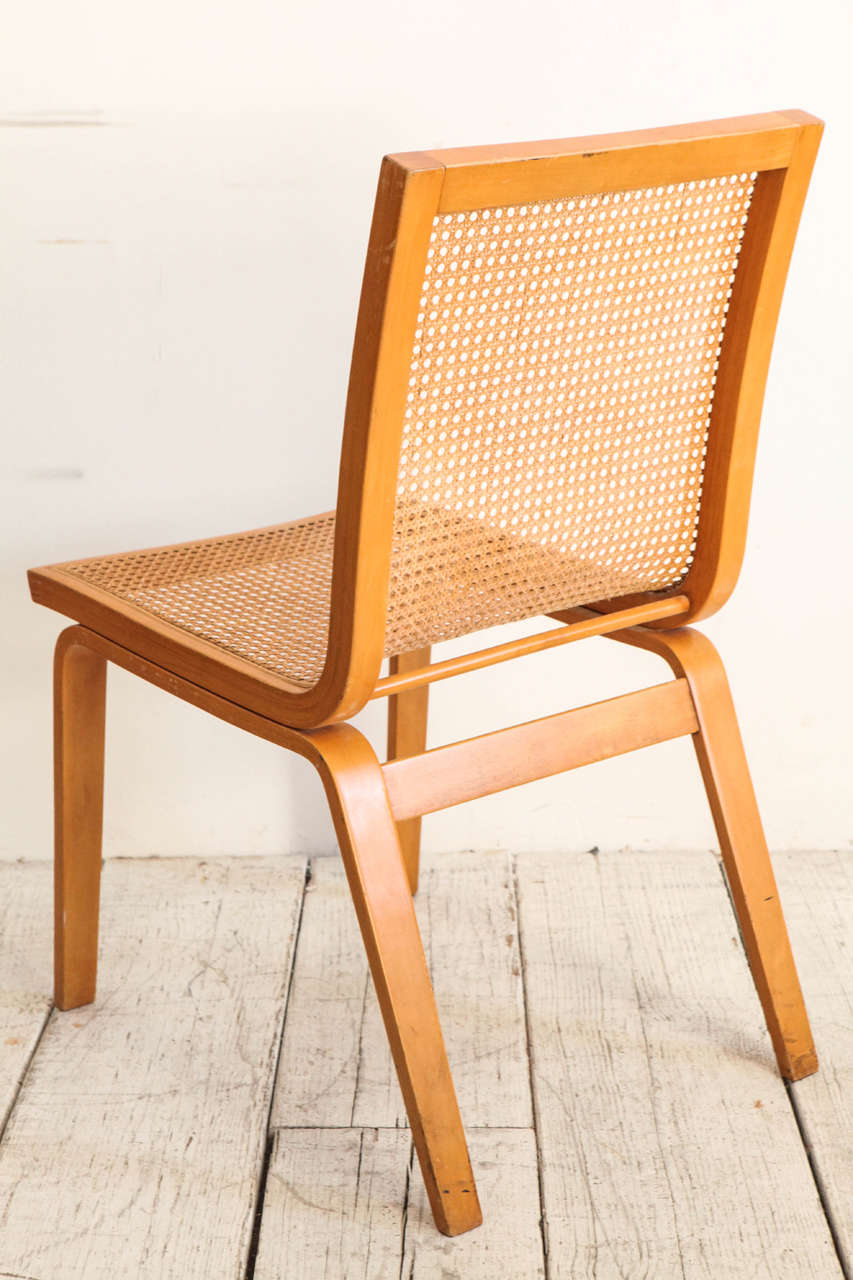 Set of Four Cane and Bentwood Dining Chairs by Alvar Aalto 1