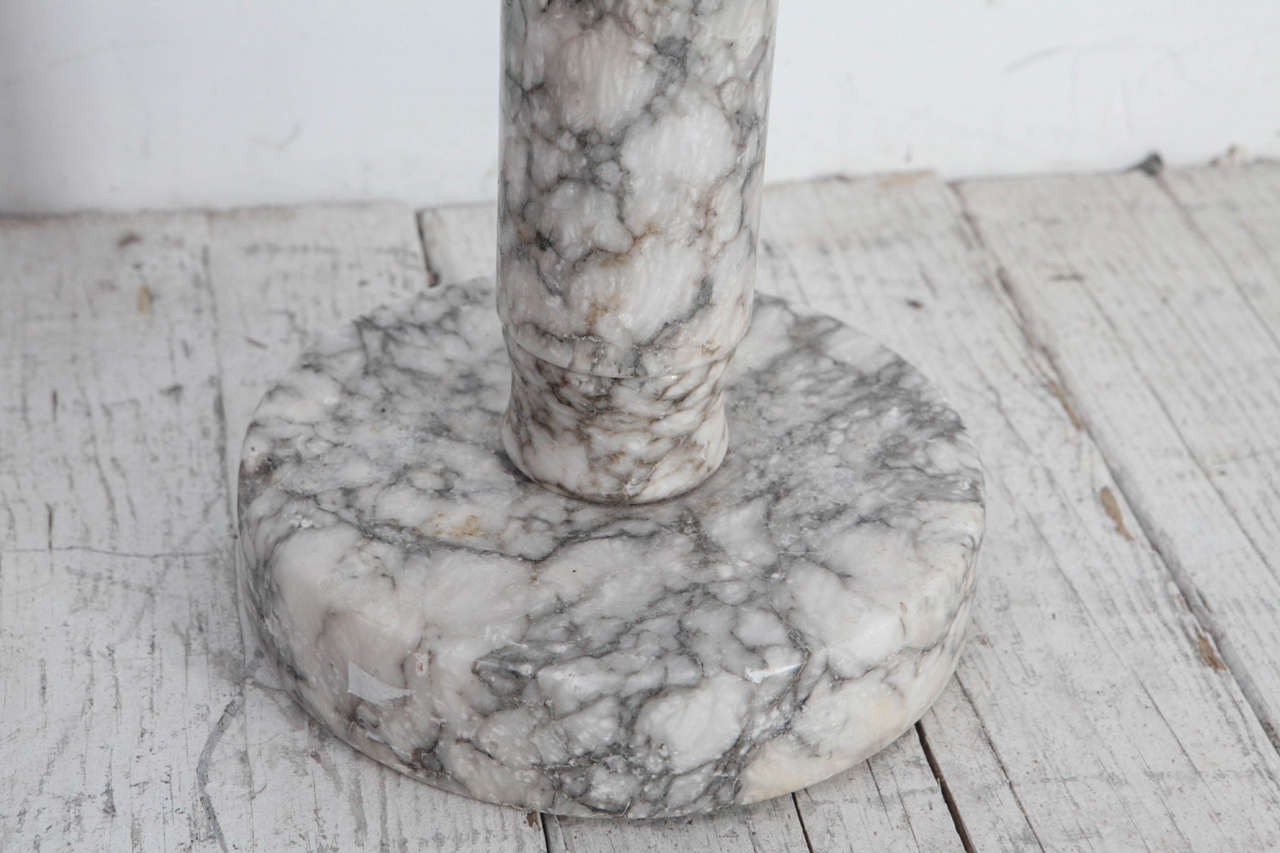 Tall Grey Marble Cylinder Pedestals or Plant Stands In Good Condition In Los Angeles, CA
