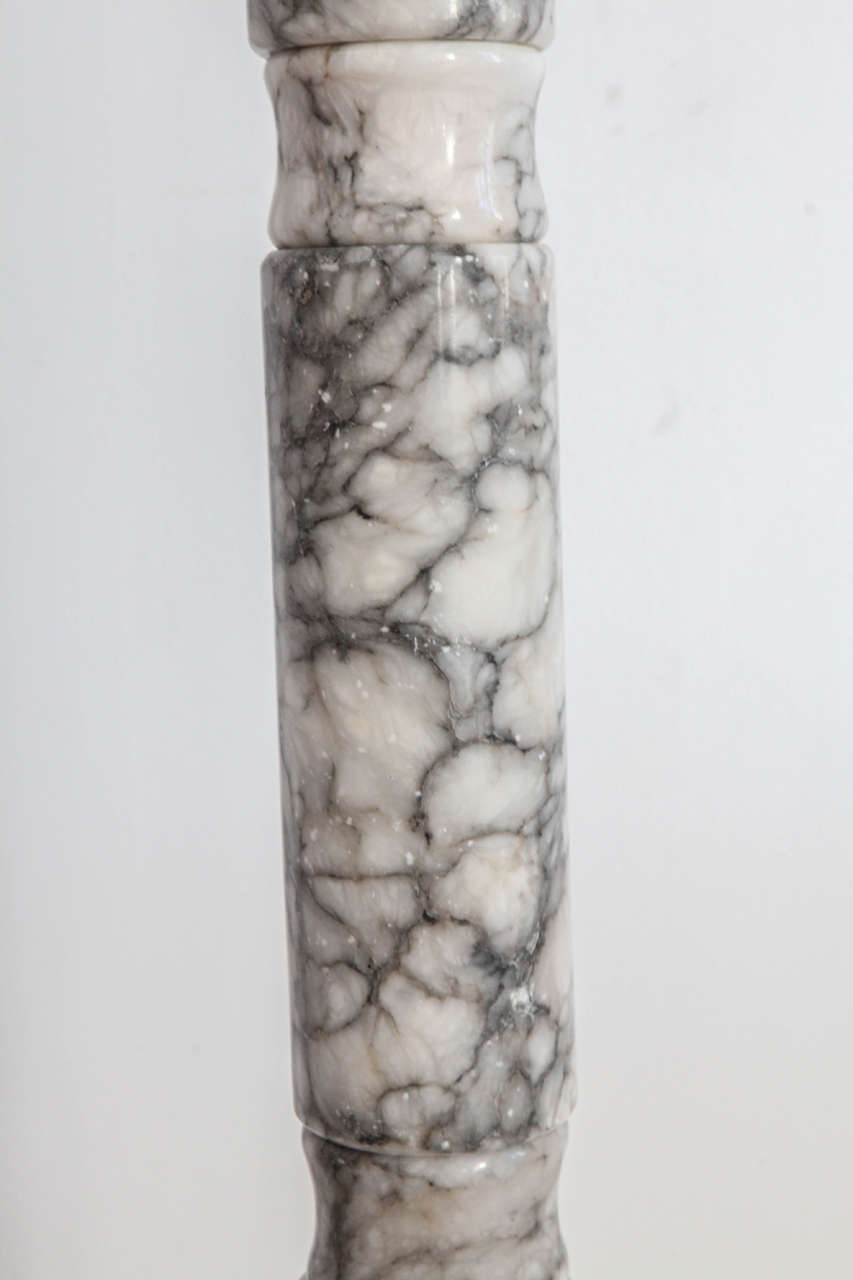 Tall Grey Marble Cylinder Pedestals or Plant Stands 1