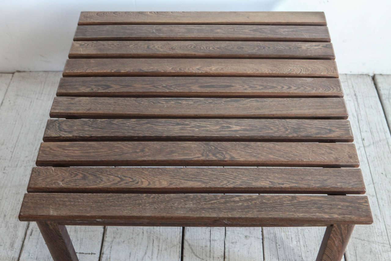 Slatted Teak Square Coffee Table In Good Condition In Los Angeles, CA