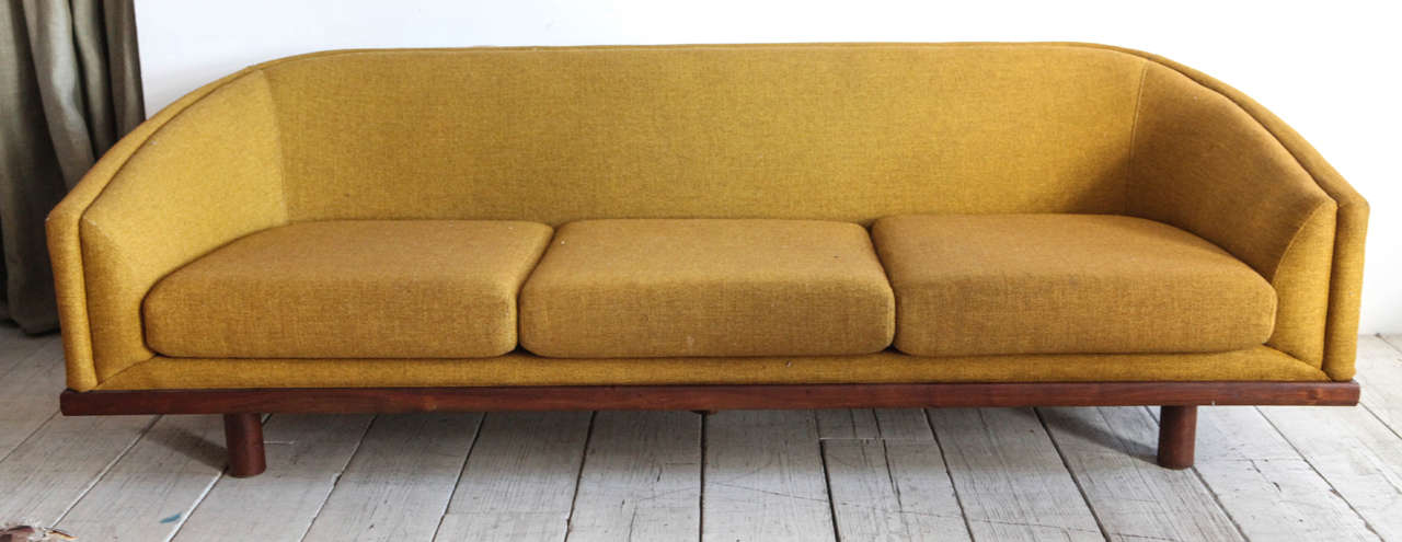Beautiful solid Mid-Century sofa with Perriand style base.