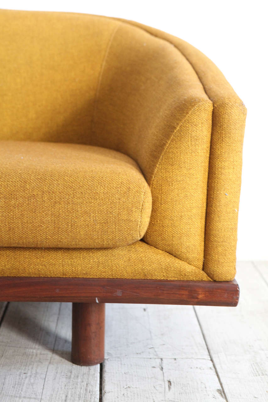 mustard mid century sofa