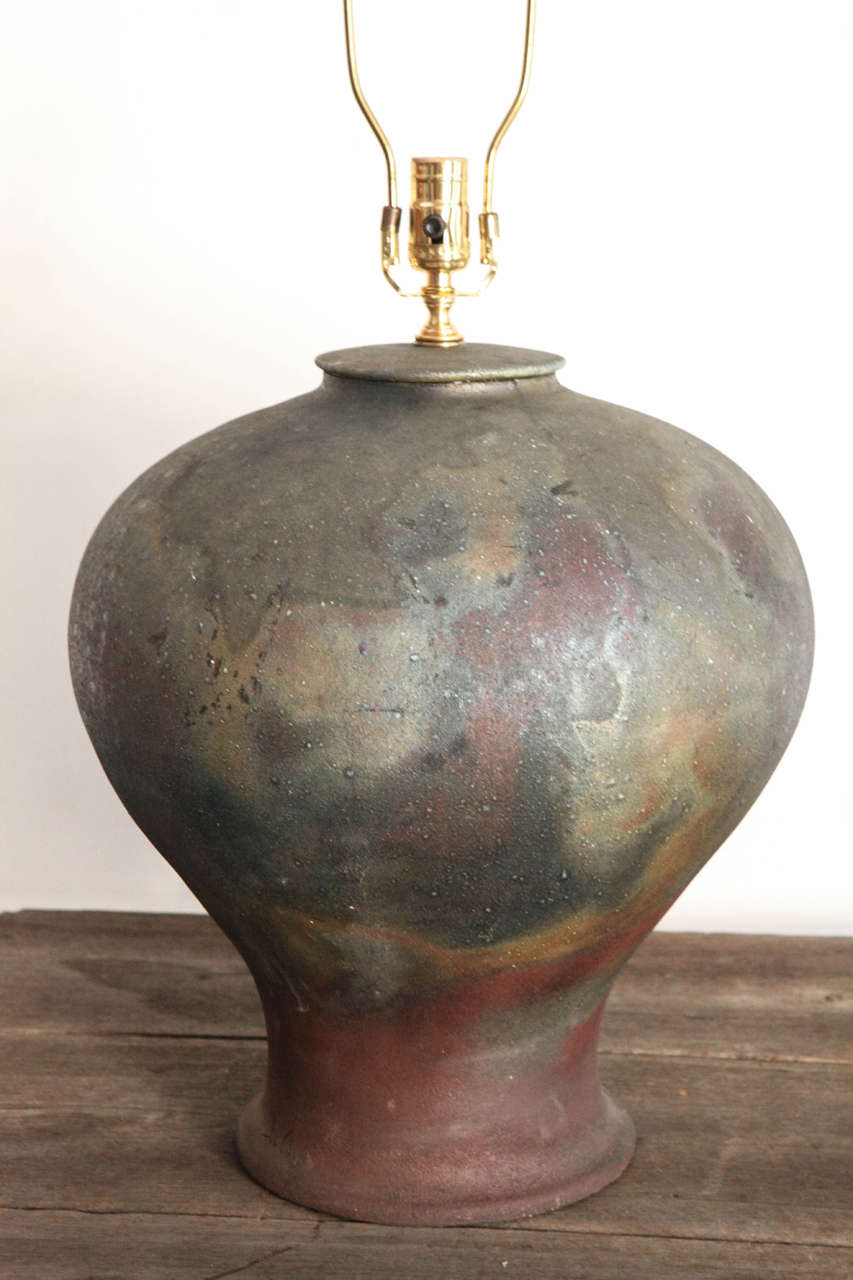 Rustic Ceramic Oversize Urn Table Lamp at 1stDibs
