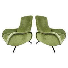 Italian Pair of Reclining Armchairs, 1950