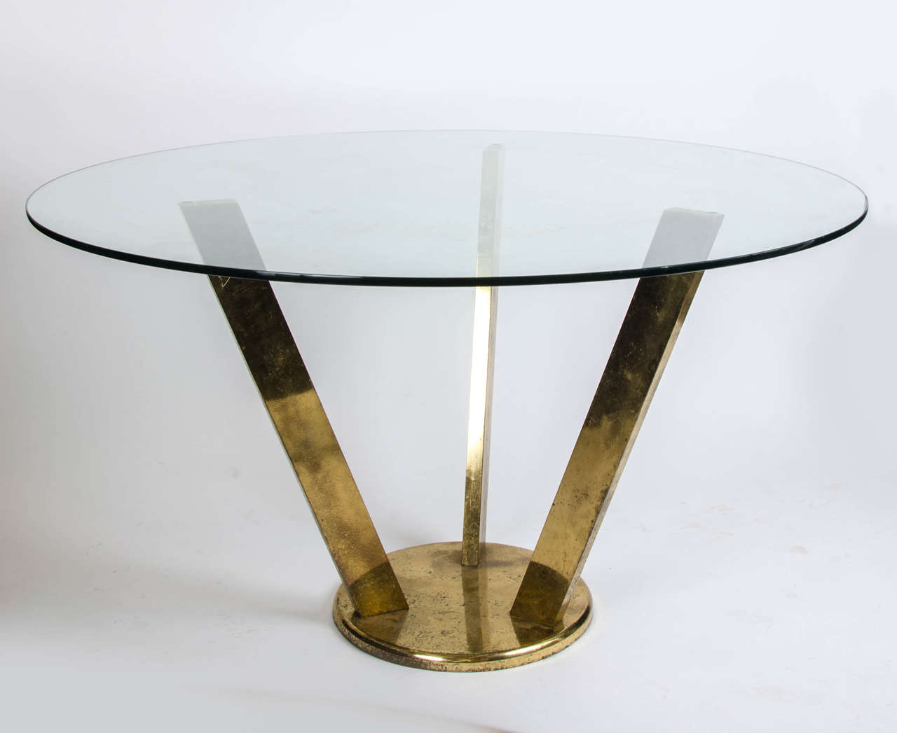 1955 - 60 Italian round glass top brass base Italian dining table