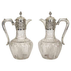 Pair of Victorian Silver-Mounted Claret Jugs