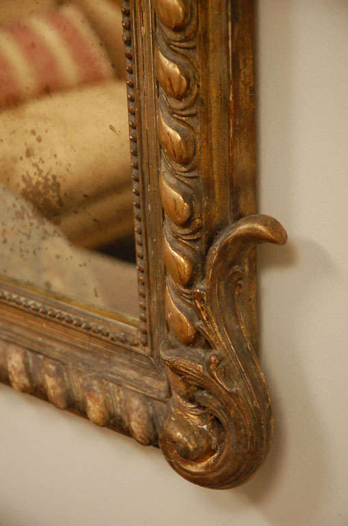 Wood Carved French Mirror With Parcel Gilding