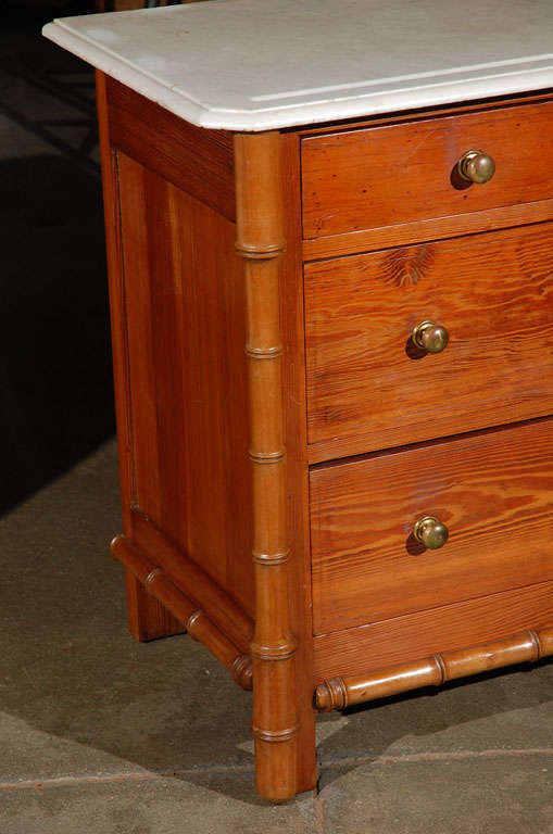 Pine French Faux Bamboo Chest of Drawers