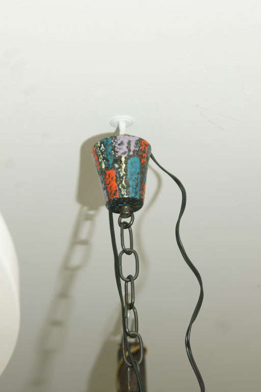 Enameled Murano Lavendar Glass Pendant Chandelier (Moderne der Mitte des Jahrhunderts)