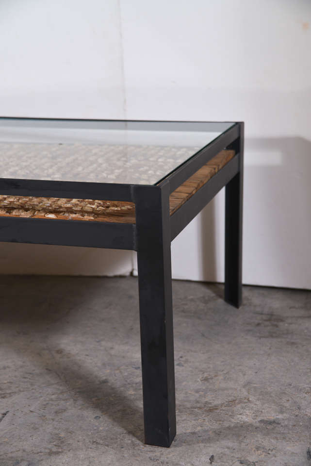 Spanish 19th C. Wheat Thrasher Board From Spain Used As Table Insert