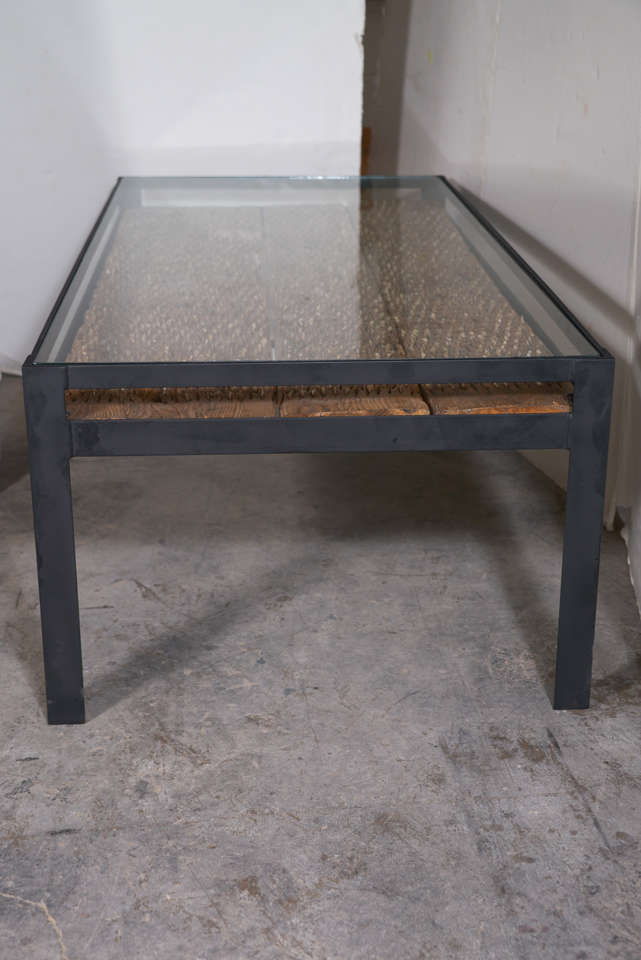 19th Century 19th C. Wheat Thrasher Board From Spain Used As Table Insert