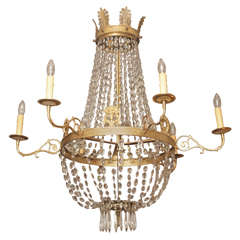 A Six Light Empire Style Crystal Chandelier