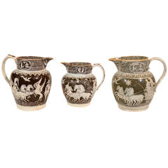 Antique 3 Jugs with Neoclassical Scenes