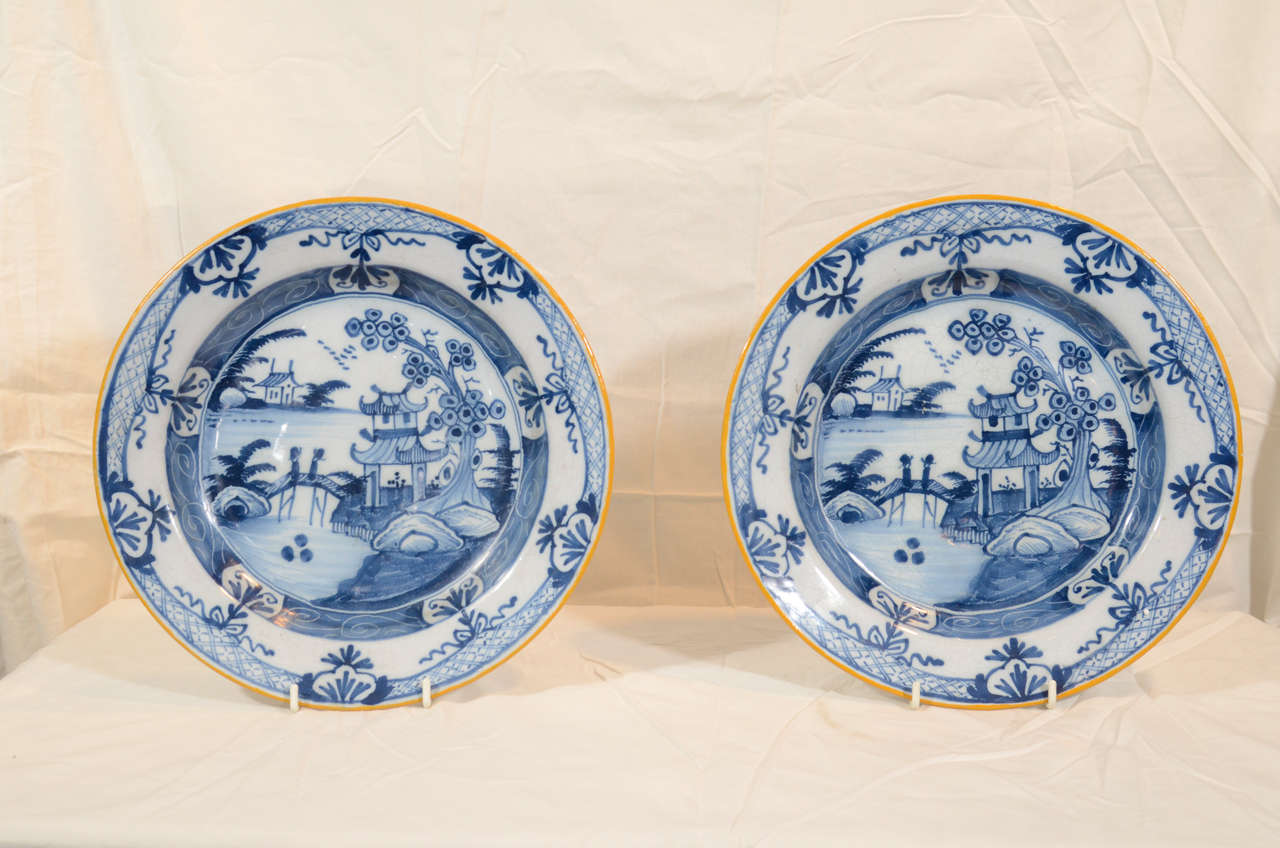 A Pair of Dutch Delft Blue and White Chargers